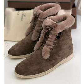 Замшевые ботинки с мехом Loro Piana