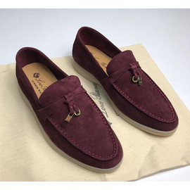Замшевые бордовые лоферы Loro Piana Open Walk