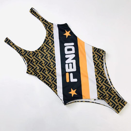 Купальник слитный Fendi коричневый