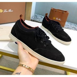 Замшевые черные кеды Loro Piana