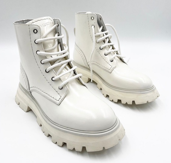 Женские кожаные ботинки Alexander McQueen белые (арт. VM-12365)