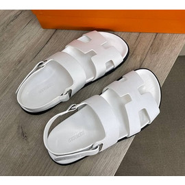 Белые кожаные сандалии Hermes Genius