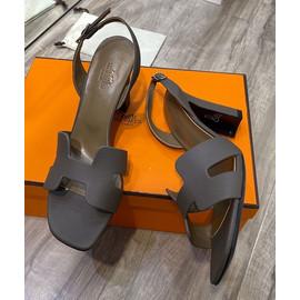 Кожаные босоножки Hermes темно-серые