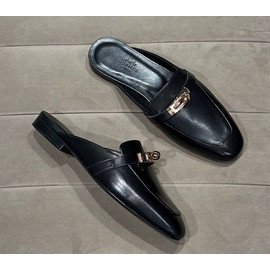 Женские кожаные мюли Hermes Oz черные