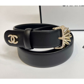 Женский черный кожаный ремень Chanel