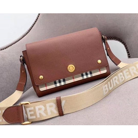 Женская кожаная сумка Burberry Note Bag коричневая