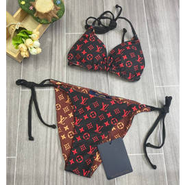 Купальник раздельный Louis Vuitton черный с красным