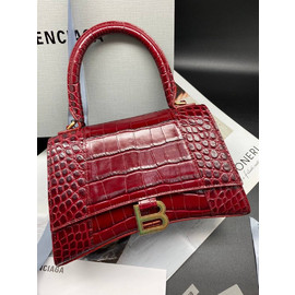 Женская кожаная сумка Balenciaga Hourglass Small бордовая Женская кожаная сумка Balenciaga Hourglass Small бордовая