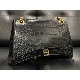 Женская черная кожаная сумка Balenciaga Crush Large