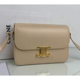Женская кожаная сумка Celine Triomphe Classique бежевая