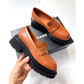 Кожаные коричневые лоферы Chanel
