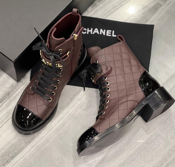 Женские кожаные бордовые ботинки Chanel (арт. VM-1450027) |  Интернет-магазин Vanity Mall