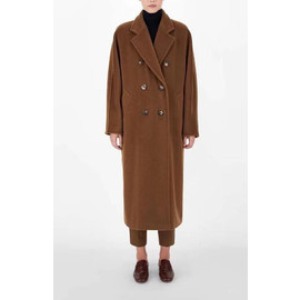 Женское длинное коричневое пальто Max Mara с поясом
