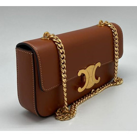 Женская кожаная сумка Celine Triomphe коричневая
