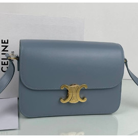 Женская кожаная сумка Celine Triomphe Classique голубая
