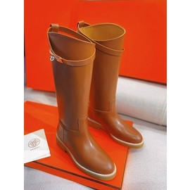 Женские кожаные коричневые сапоги Hermes Jumping