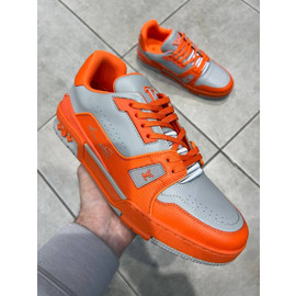 Мужские кожаные кроссовки Louis Vuitton Trainer оранжевые