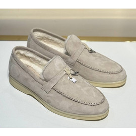 Женские лоферы с мехом Loro Piana Open Walk