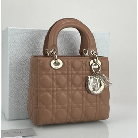 Женская сумка Christian Dior Lady Small бежевая с золотом 20 см