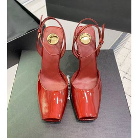 Женские красные кожаные босоножки Saint Laurent