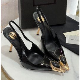 Женские кожаные черные босоножки Saint Laurent