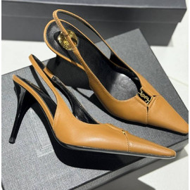 Кожаные слингбэки Saint Laurent Babylone коричневые