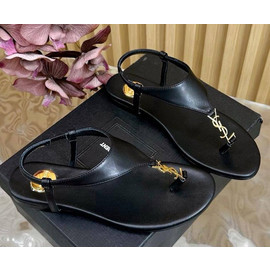 Черные кожаные босоножки Saint Laurent Черные кожаные босоножки Saint Laurent