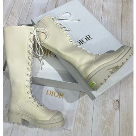 Женские кожаные белые ботинки Christian Dior