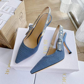 Босоножки голубые Christian Dior текстиль
