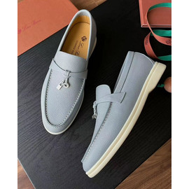 Женские голубые кожаные лоферы Loro Piana Open Walk