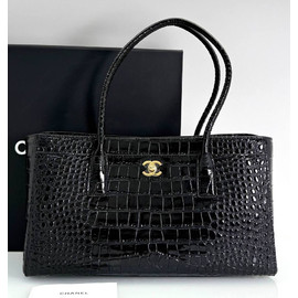 Черная кожаная сумка Chanel Shopping Small эмитация крокодил Черная кожаная сумка Chanel Shopping Small эмитация крокодил