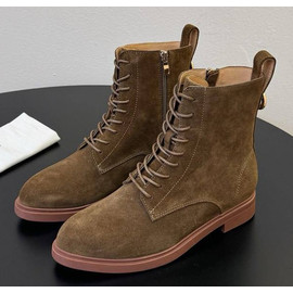 Замшевые женские ботинки Loro Piana коричневые на шнуровке Замшевые женские ботинки Loro Piana коричневые на шнуровке