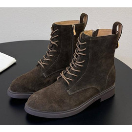 Замшевые женские ботинки Loro Piana шоколадные на шнуровке Замшевые женские ботинки Loro Piana шоколадные на шнуровке