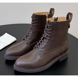 Кожаные женские ботинки Loro Piana шоколадные на шнуровке Кожаные женские ботинки Loro Piana шоколадные на шнуровке