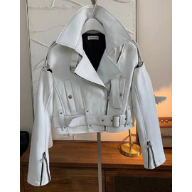 Женская кожаная куртка Balenciaga белая