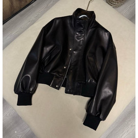 Женская кожаная куртка Balenciaga черная