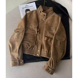 Женская замшевая куртка Balmain бежевая
