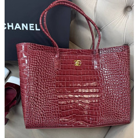 Кожаная сумка Chanel Shopping Large бордовая