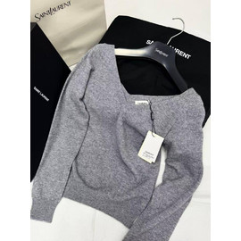 Женский серый пуловер Saint Laurent