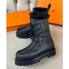 Женские кожаные ботинки Hermes Land черные