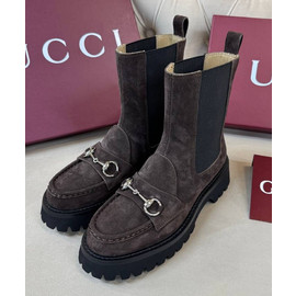 Женские замшевые челси Gucci темно-коричневые
