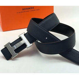 Мужской кожаный ремень Hermes синий