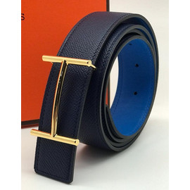 Ремень Hermes кожаный синий