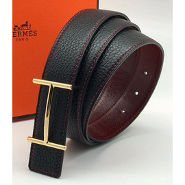 Ремень черный Hermes кожаный