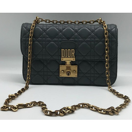 Женская кожаная сумка Christian Dior Dioraddict серая с цепочкой