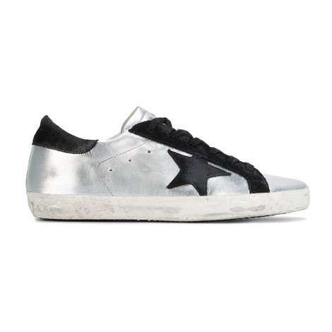 Кеды Golden Goose Superstar серебряные с черной звездой