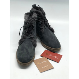 Зимние ботинки Loro Piana с мехом графитовые