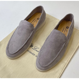 Серые замшевые лоферы Loro Piana Open Walk