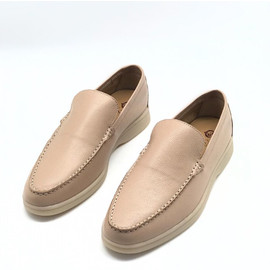 Бежевые кожаные лоферы Loro Piana Open Walk