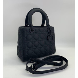 Кожаная сумка Christian Dior Lady Medium черная матовая